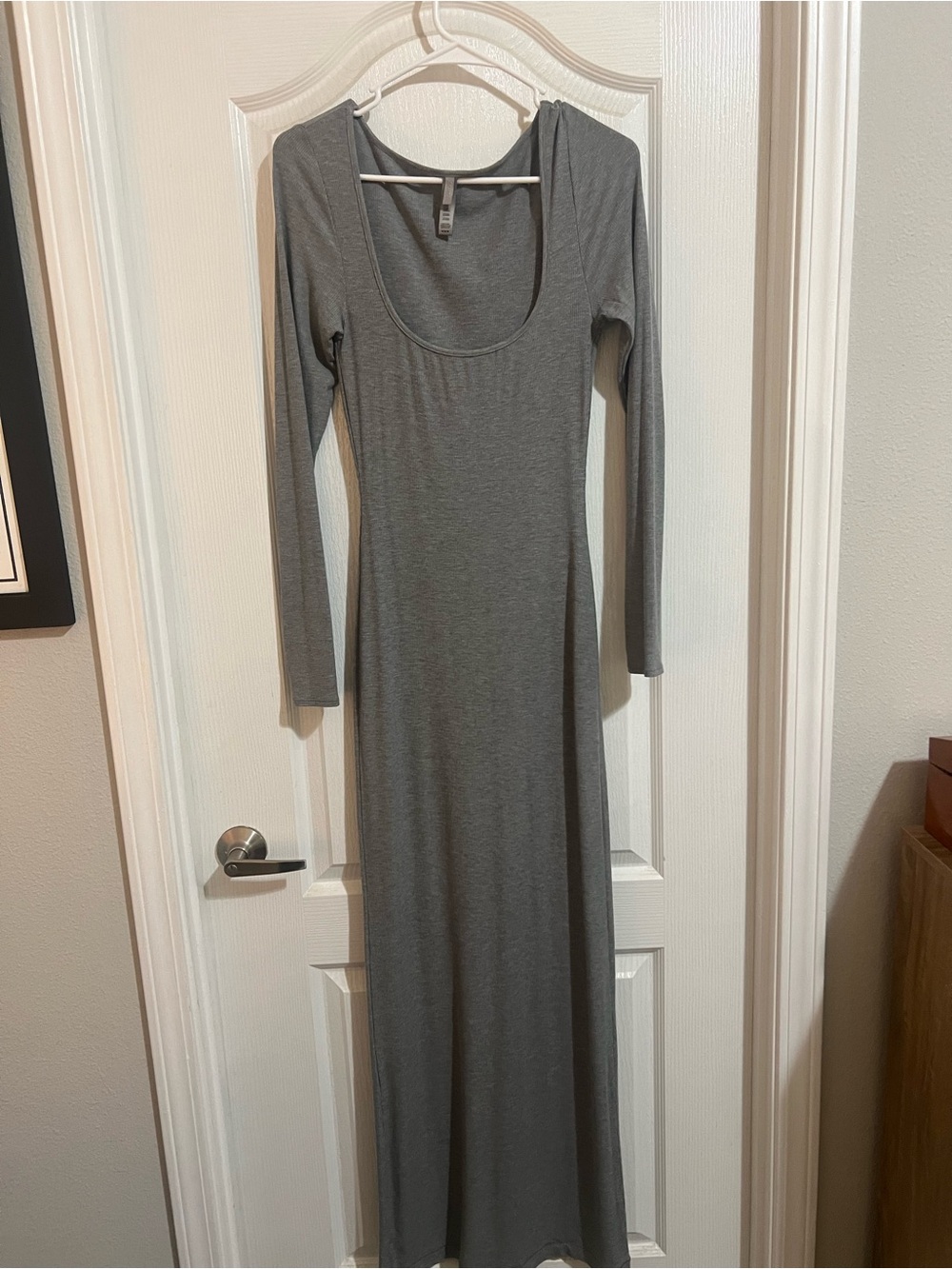 Skims Long Sleeve Scoop Neck Maxi Dress - Gray